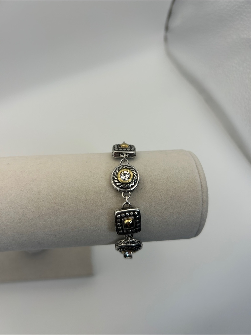 Brighton Heiress Bracelet Two-tone Silver Gold Plated 8" Adjustable - Picture 2 of 12